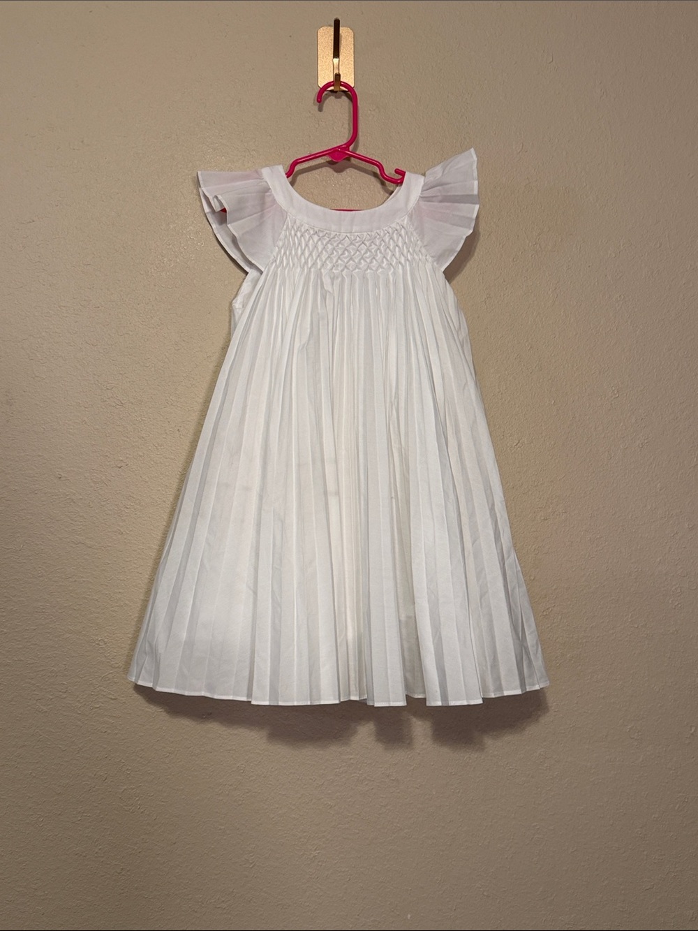 Jacadi White Flutter-Sleeve Smocked Girls' Ceremony Dress Size 6 Years NWT
